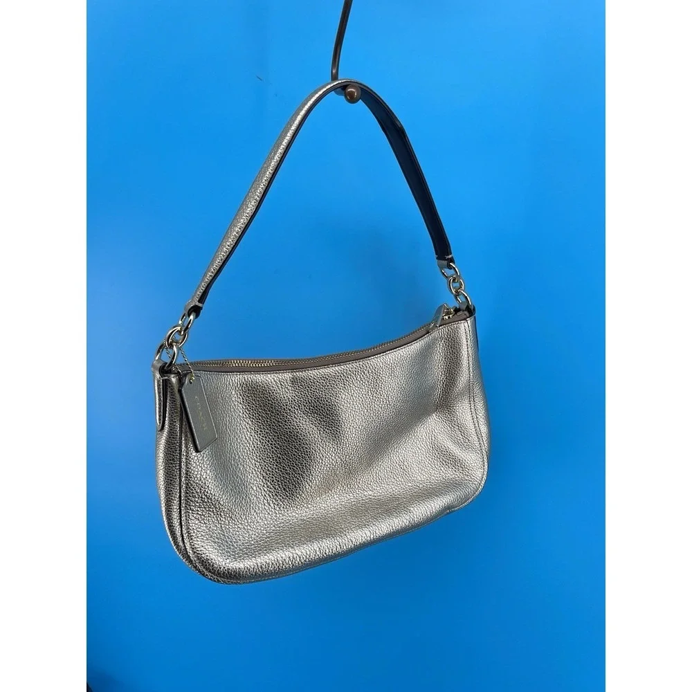 COACH Champagne Gold Metallic Leather Shoulder Bag Purse Handbag – Designer